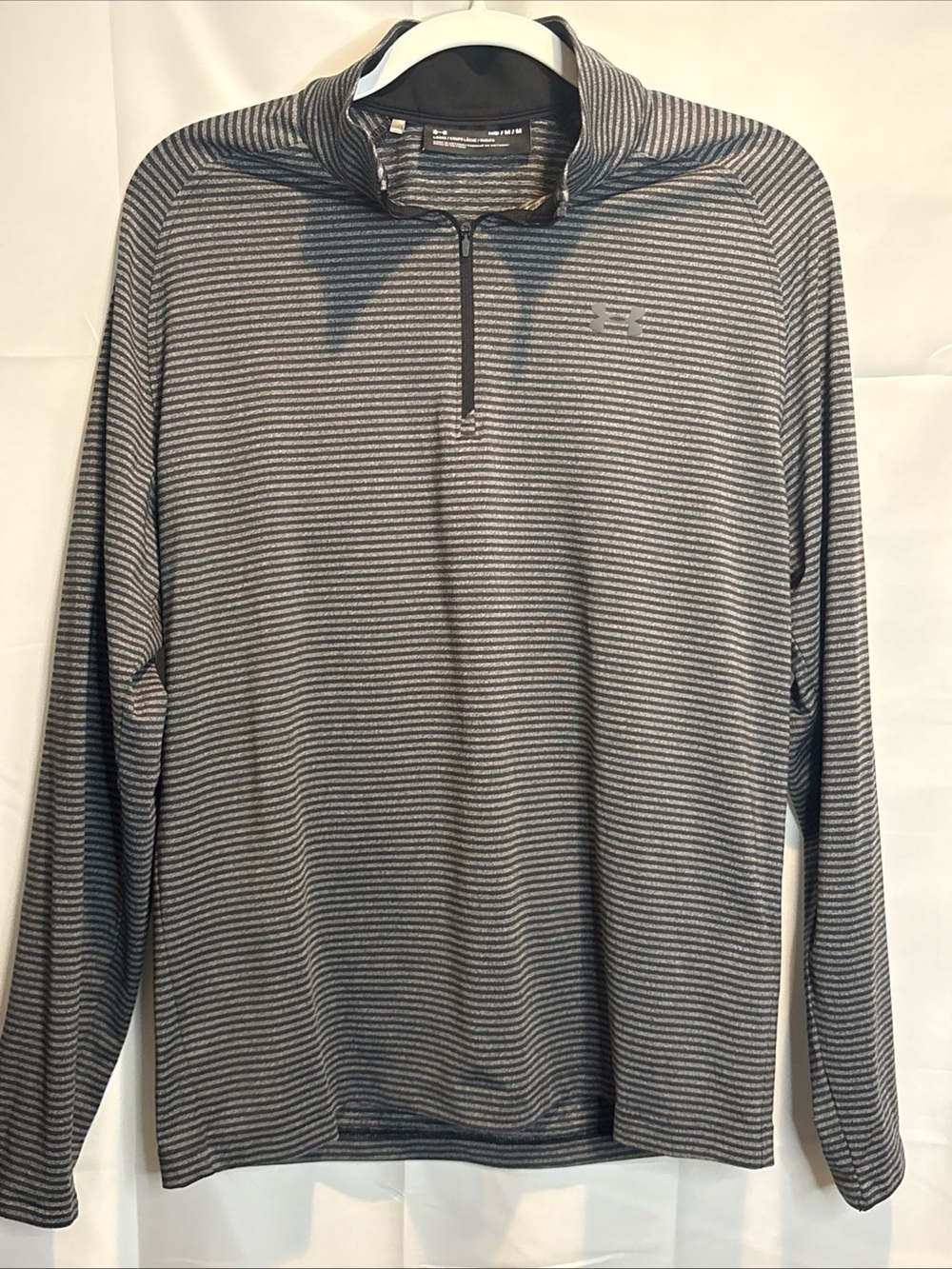 Under Armour Black and Gray Striped Quarter-Zip Pullover